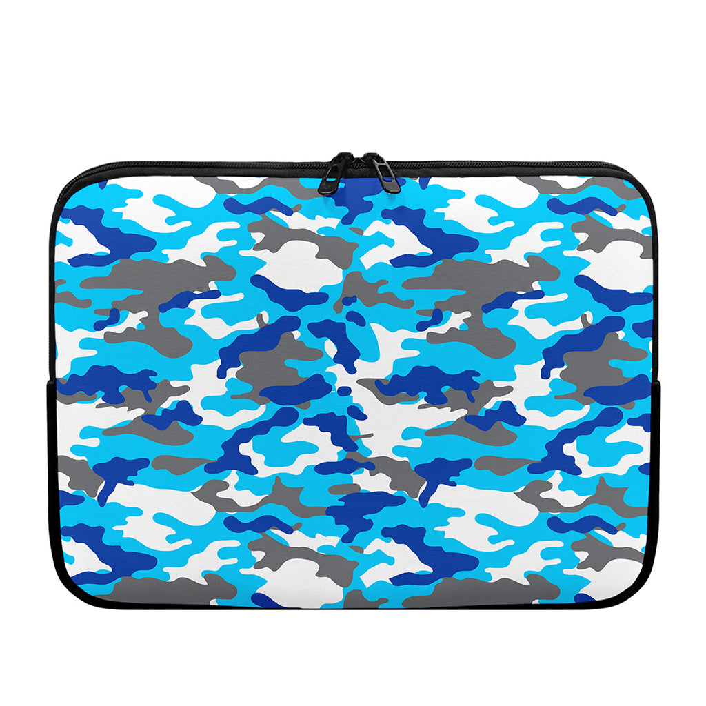 Blue Snow Camouflage Print Laptop Sleeve