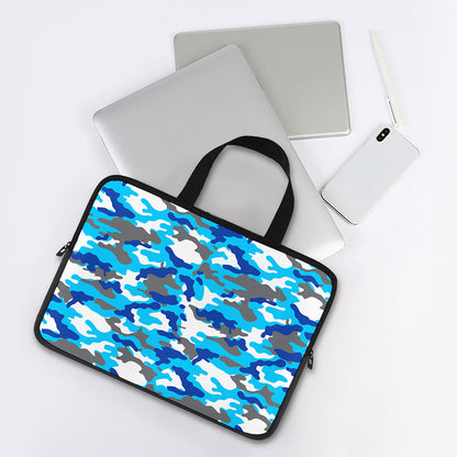 Blue Snow Camouflage Print Laptop Sleeve With Handle