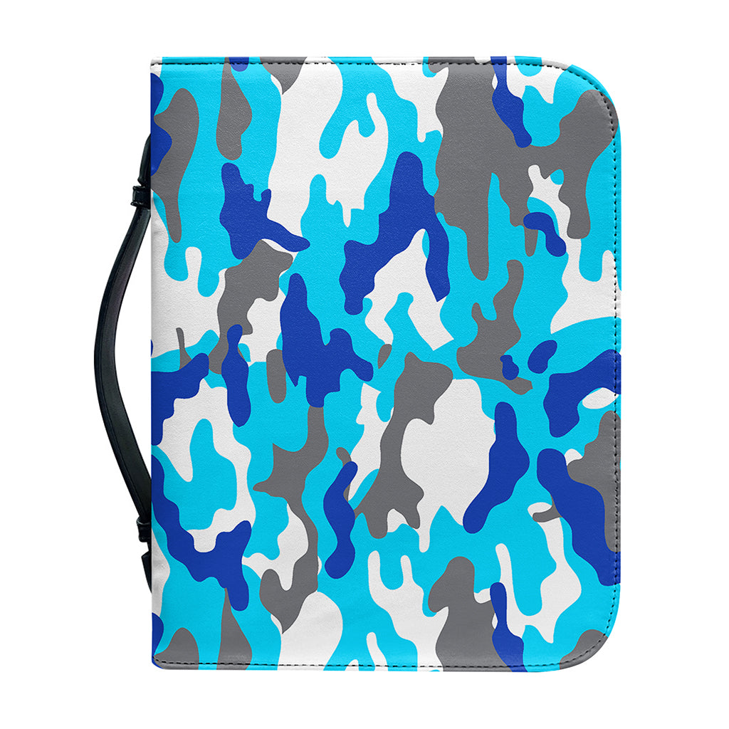 Blue Snow Camouflage Print Leather Bible Cover