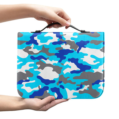 Blue Snow Camouflage Print Leather Bible Cover