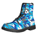 Blue Snow Camouflage Print Lace-Up Boots