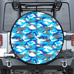 Blue Snow Camouflage Print Leather Spare Tire Cover