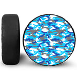 Blue Snow Camouflage Print Leather Spare Tire Cover