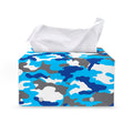 Blue Snow Camouflage Print Leather Tissue Box Cover