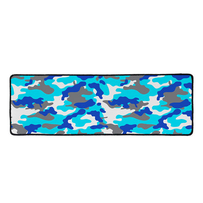 Blue Snow Camouflage Print Long Kitchen Mat
