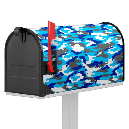 Blue Snow Camouflage Print Mailbox Cover
