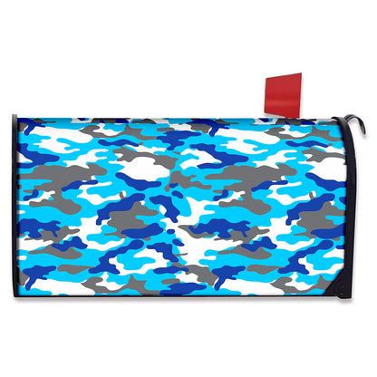 Blue Snow Camouflage Print Mailbox Cover