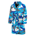 Blue Snow Camouflage Print Men's Bathrobe