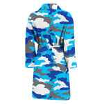 Blue Snow Camouflage Print Men's Bathrobe