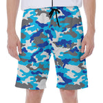 Blue Snow Camouflage Print Men's Beach Shorts