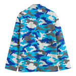Blue Snow Camouflage Print Men's Blazer