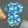Blue Snow Camouflage Print Men's Bodysuit