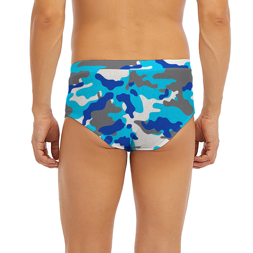Blue Snow Camouflage Print Men's Briefs
