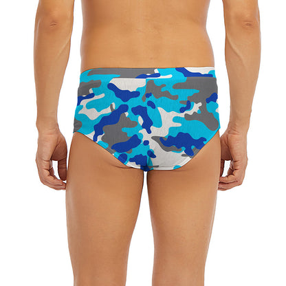 Blue Snow Camouflage Print Men's Briefs