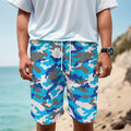 Blue Snow Camouflage Print Men's Cargo Shorts