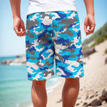 Blue Snow Camouflage Print Men's Cargo Shorts