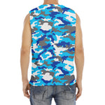 Blue Snow Camouflage Print Men's Fitness Tank Top