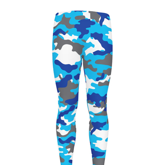 Blue Snow Camouflage Print Men's leggings