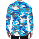 Blue Snow Camouflage Print Men's Long Sleeve T-Shirt