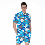 Blue Snow Camouflage Print Men's Rompers