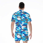 Blue Snow Camouflage Print Men's Rompers