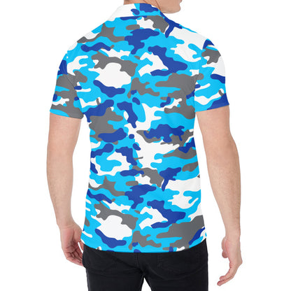 Blue Snow Camouflage Print Men's Shirt