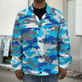 Blue Snow Camouflage Print Men's Shirt Jacket