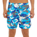 Blue Snow Camouflage Print Men's Split Running Shorts
