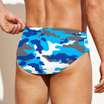 Blue Snow Camouflage Print Men's Swim Briefs