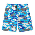 Blue Snow Camouflage Print Men's Swim Trunks