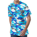 Blue Snow Camouflage Print Men's Velvet T-Shirt