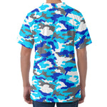 Blue Snow Camouflage Print Men's Velvet T-Shirt