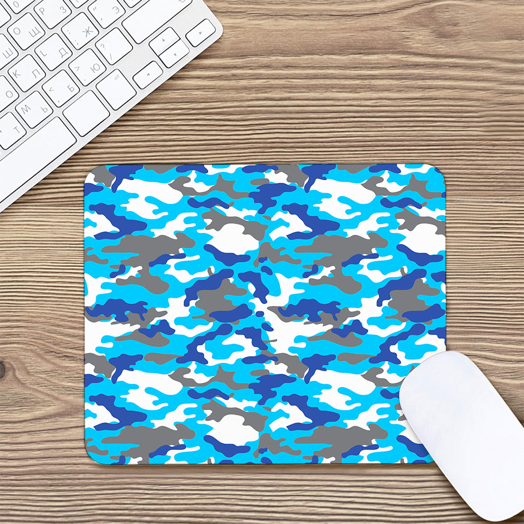 Blue Snow Camouflage Print Mouse Pad