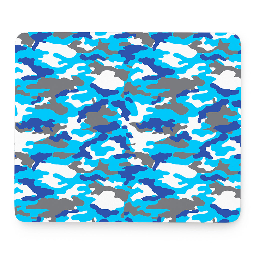 Blue Snow Camouflage Print Mouse Pad