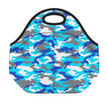 Blue Snow Camouflage Print Neoprene Lunch Bag