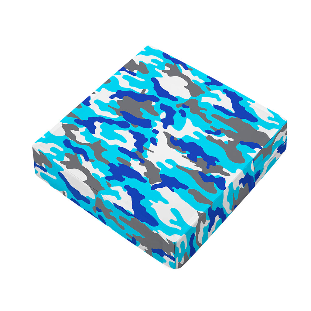 Blue Snow Camouflage Print Outdoor Seat Cushion Cover