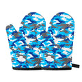 Blue Snow Camouflage Print Oven Mitts