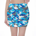 Blue Snow Camouflage Print Pencil Mini Skirt