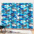 Blue Snow Camouflage Print Pencil Pleat Curtains