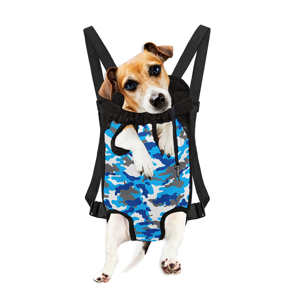 Blue Snow Camouflage Print Pet Carrier Backpack