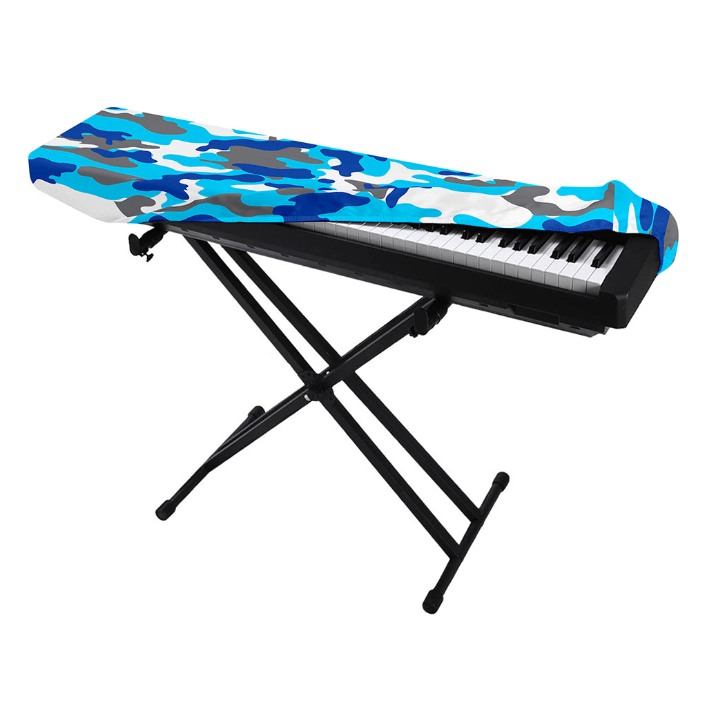 Blue Snow Camouflage Print Piano Keyboard Cover