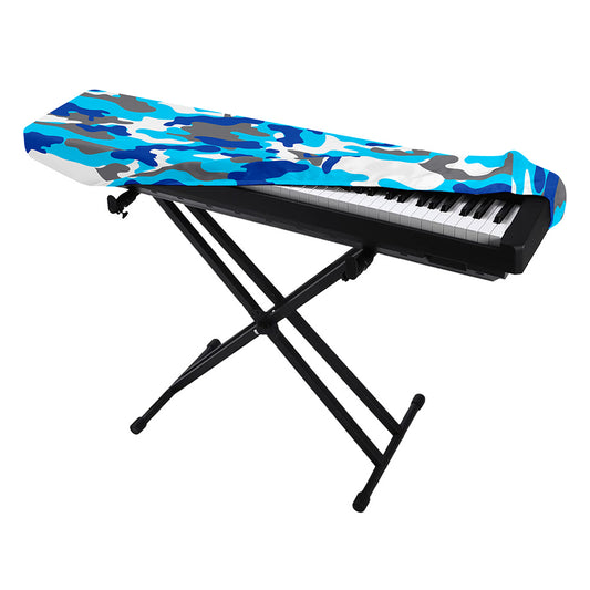 Blue Snow Camouflage Print Piano Keyboard Cover