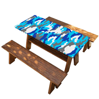 Blue Snow Camouflage Print Picnic Table Cover