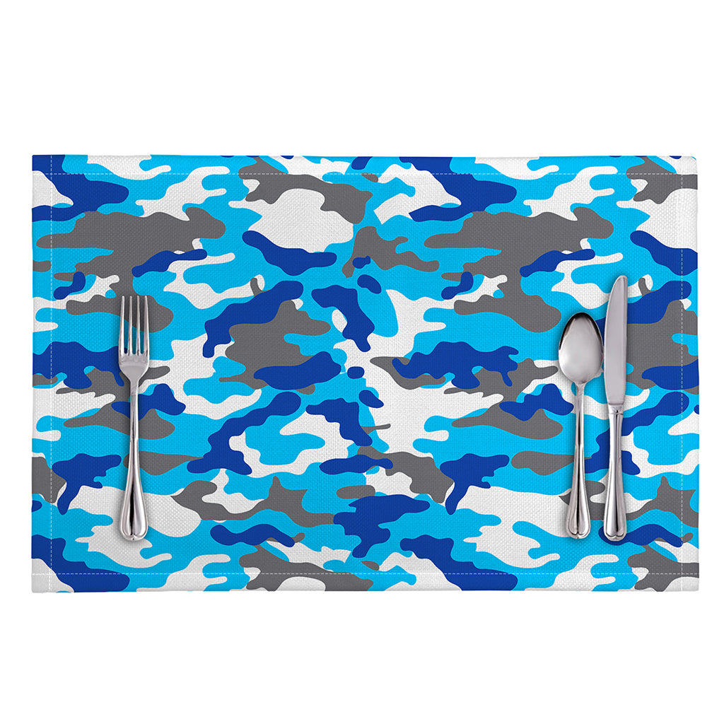 Blue Snow Camouflage Print Placemat