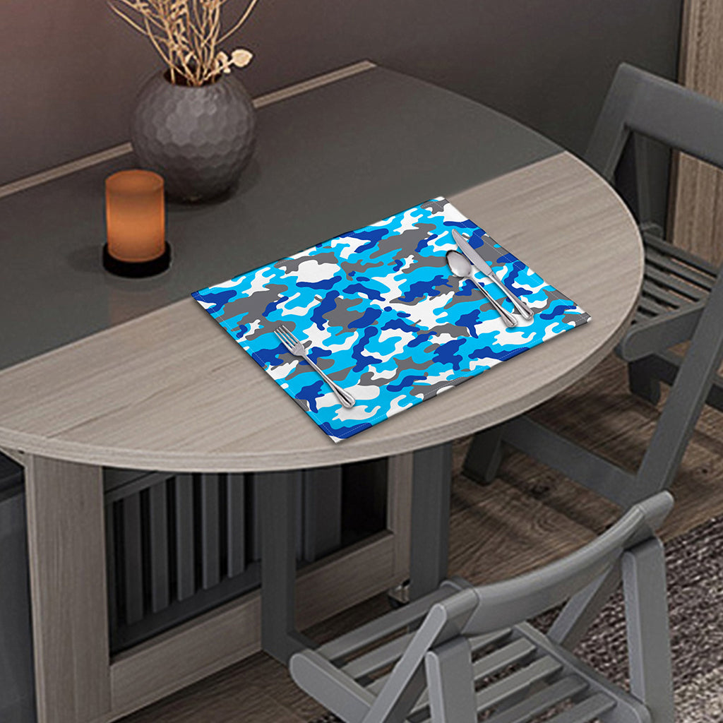 Blue Snow Camouflage Print Placemat