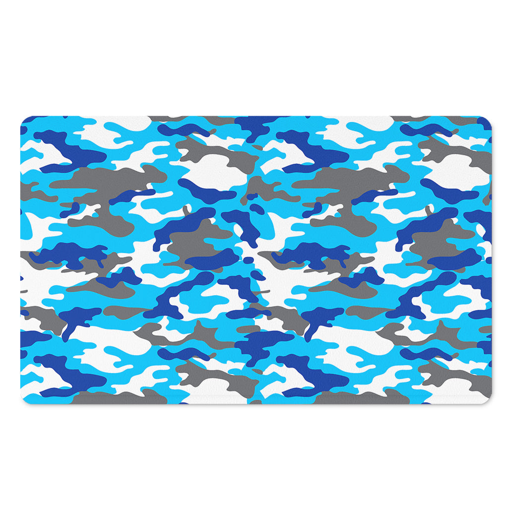 Blue Snow Camouflage Print Polyester Doormat