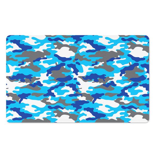Blue Snow Camouflage Print Polyester Doormat
