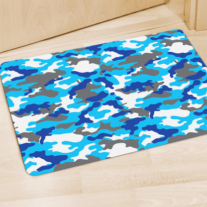 Blue Snow Camouflage Print Polyester Doormat