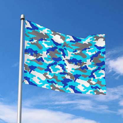 Blue Snow Camouflage Print Polyester Flag