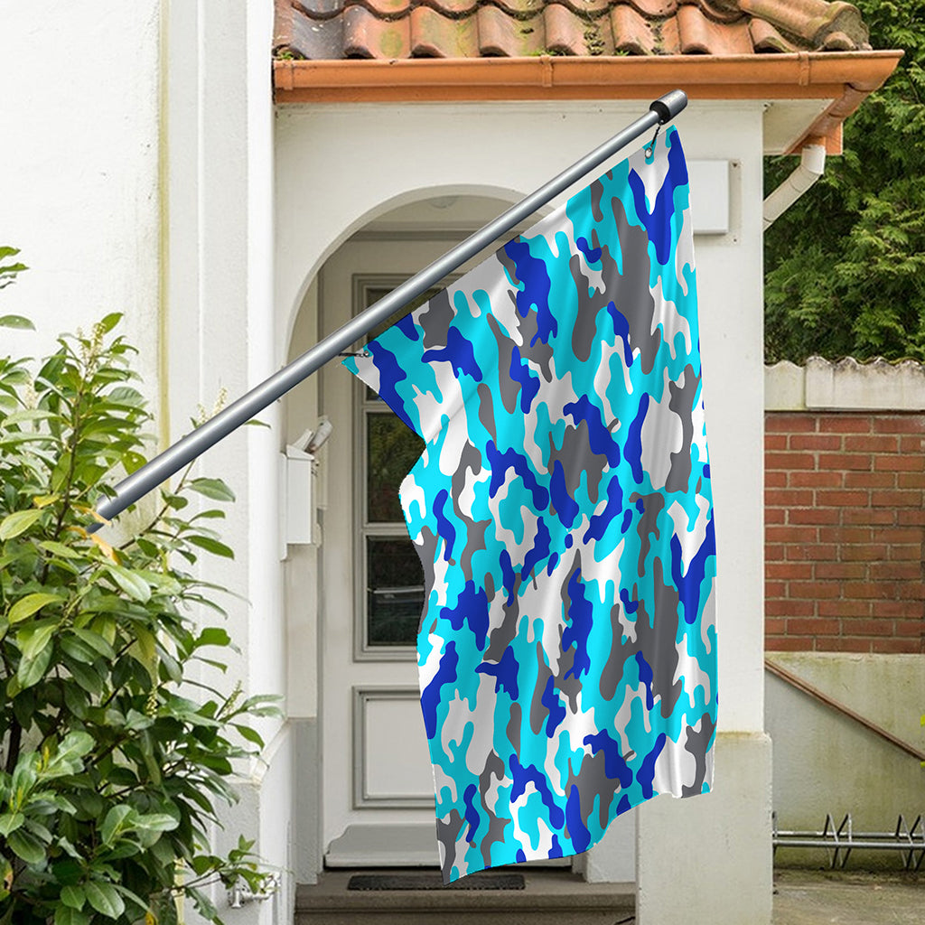Blue Snow Camouflage Print Polyester Flag